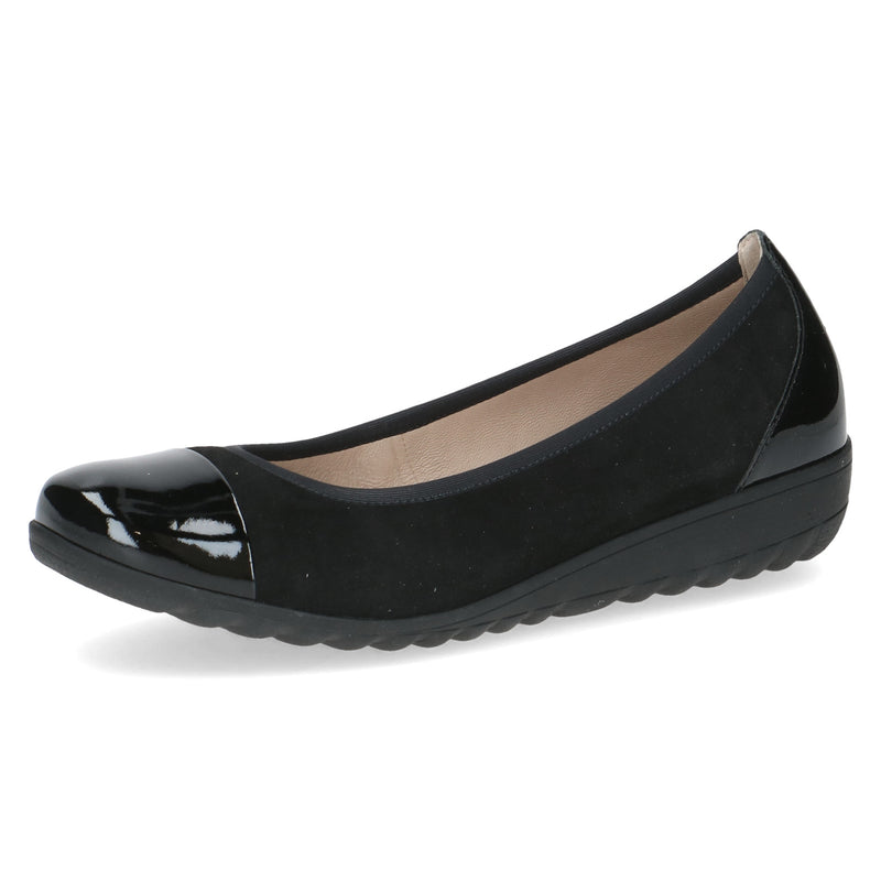 Caprice black sue comb ballerina 11207