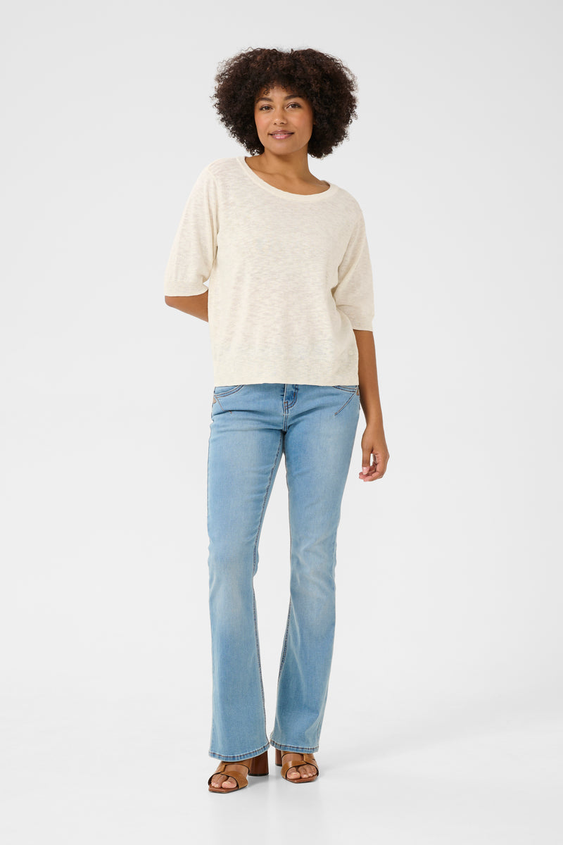 Cream Visa knit blouse 11043