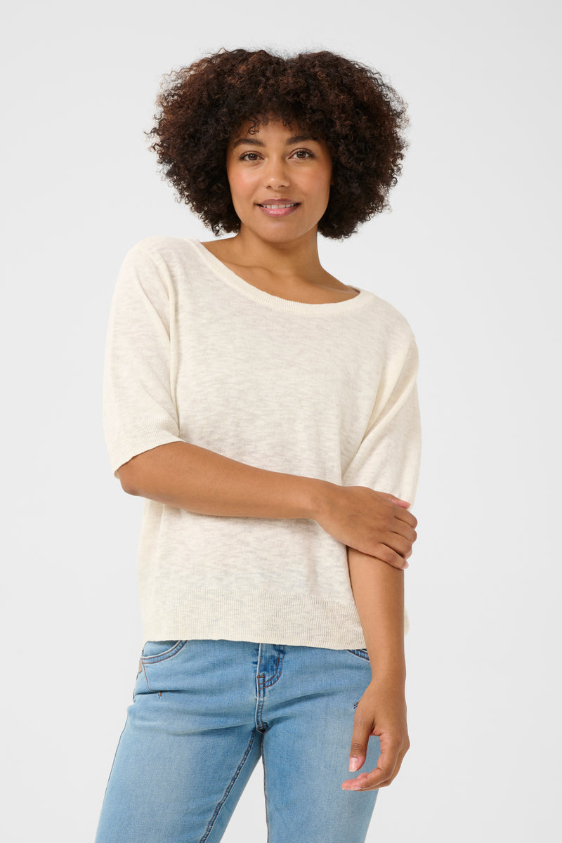Cream Visa knit blouse 11043