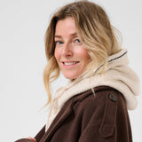 Cream Taya big knit hoodie 11538