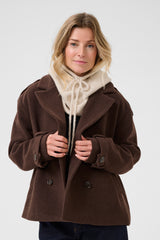 Cream Taya big knit hoodie 11538