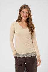 Cream Alvaia lace shirt 12476