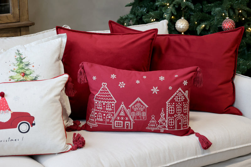 Chic joulutyynynpäällinen tupsuilla 11704