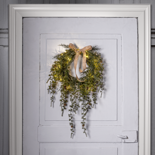 Barr käpyseinäkranssi valoilla 35cm 11608