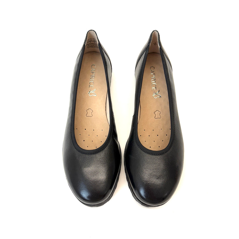 Caprice black nappa ballerina 11208