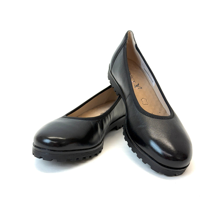 Caprice black nappa ballerina 11208