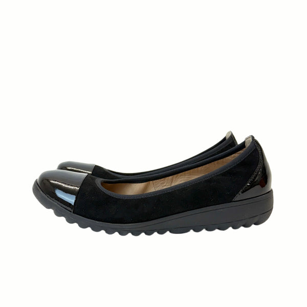 Caprice black sue comb ballerina 11207