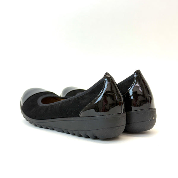 Caprice black sue comb ballerina 11207