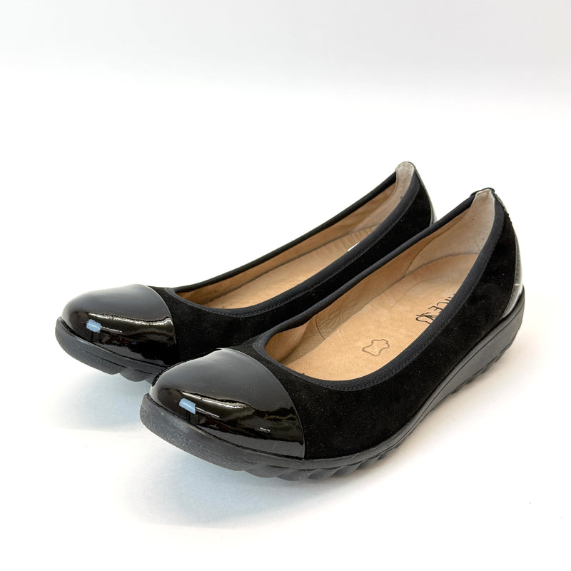 Caprice black sue comb ballerina 11207