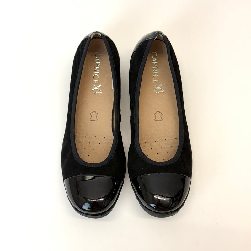 Caprice black sue comb ballerina 11207