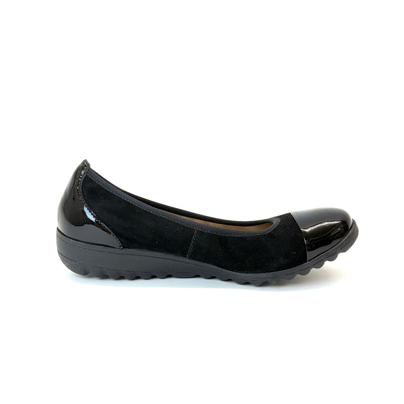 Caprice black sue comb ballerina 11207
