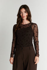 Rue de Femme Roud neck blouse mesh-paita 12451