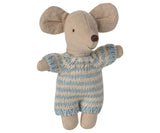 Maileg Baby mouse in carry cot, blue 12769